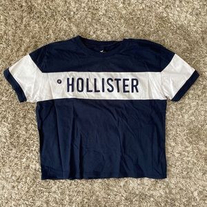 Womens M Hollister Crop T-Shirt Navy/White NEW